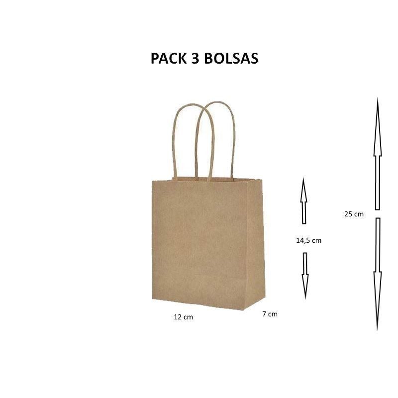 BOLSA PAPEL KRAF ±14X12CM PACK 3 UNIDADES