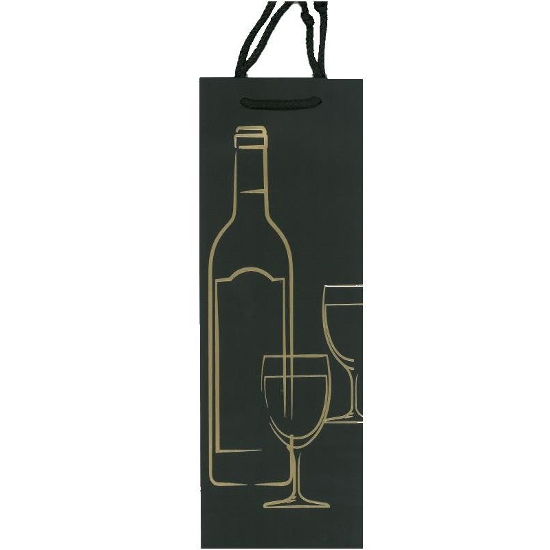 BOLSA PAPEL KRAF VINO 127x83x360 BLACK-GOLD