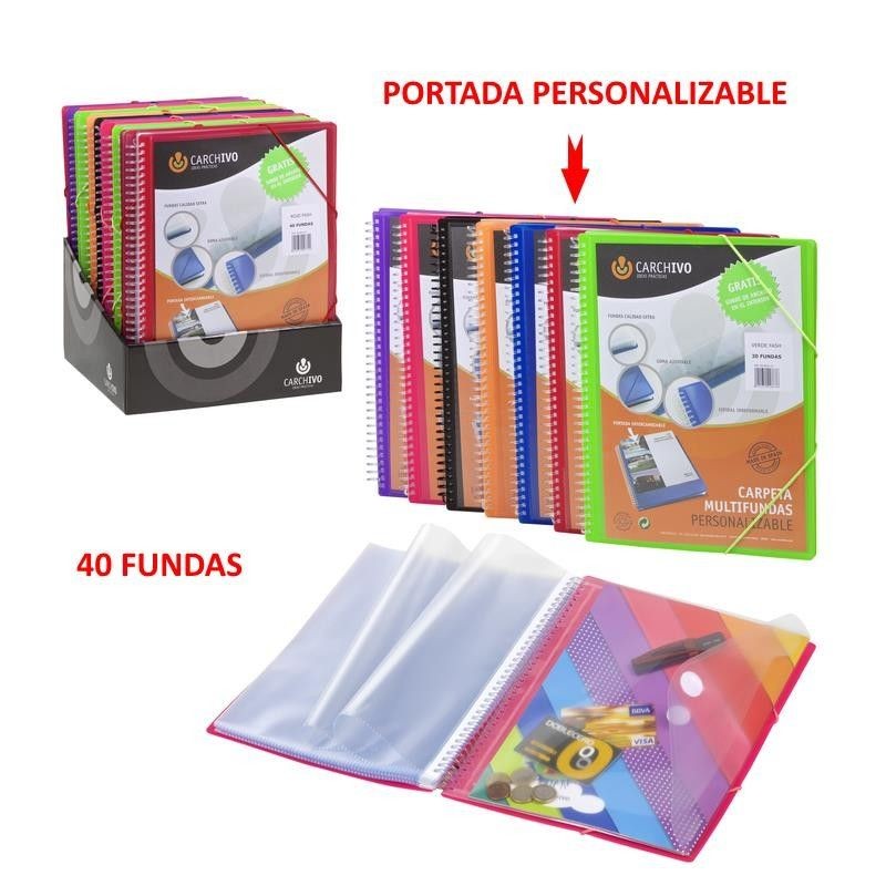 DOSIER FUNDAS ESPIRAL PERSONALIZABLE 40F ROJA