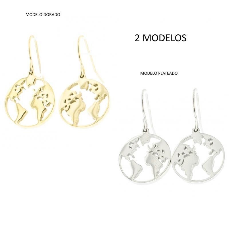 PENDIENTES MAPA MUNDI ACERO