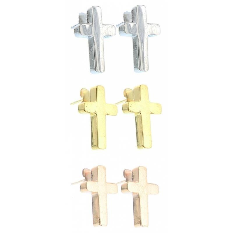 PENDIENTES ACERO CRUZ