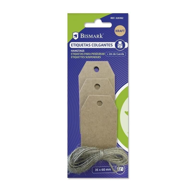 ETIQUETA COLGANTE 35X60MM KRAFT PACK-12