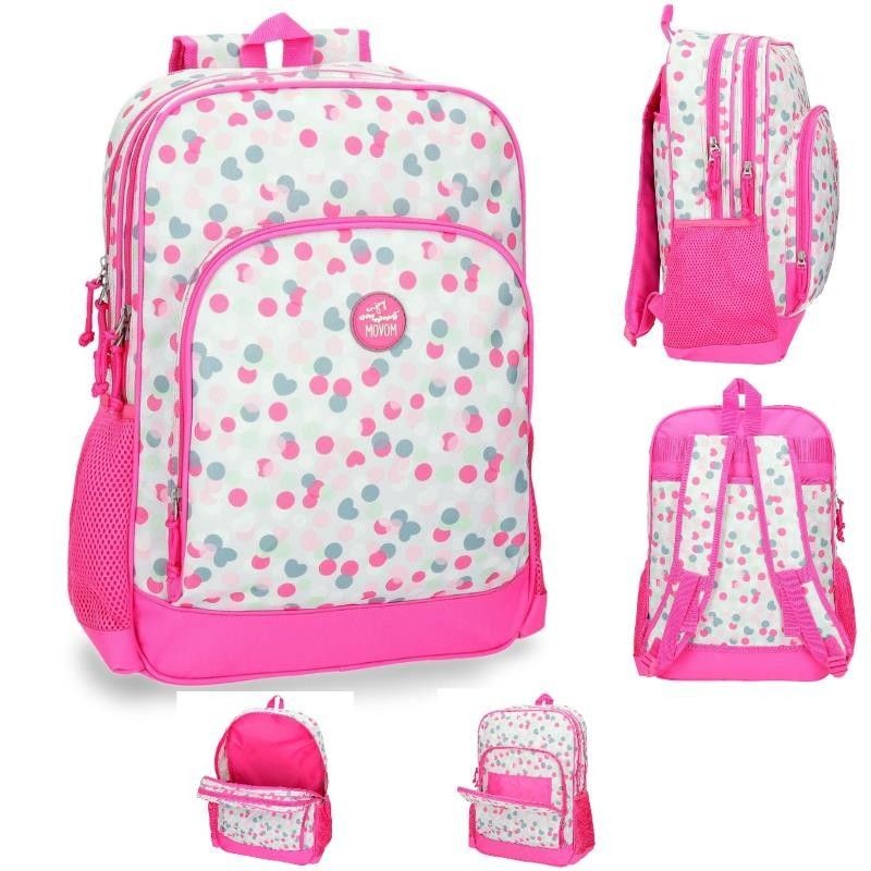 MOCHILA 45CM MOVOM CONFETI FUCSIA DOBLE COMPAR