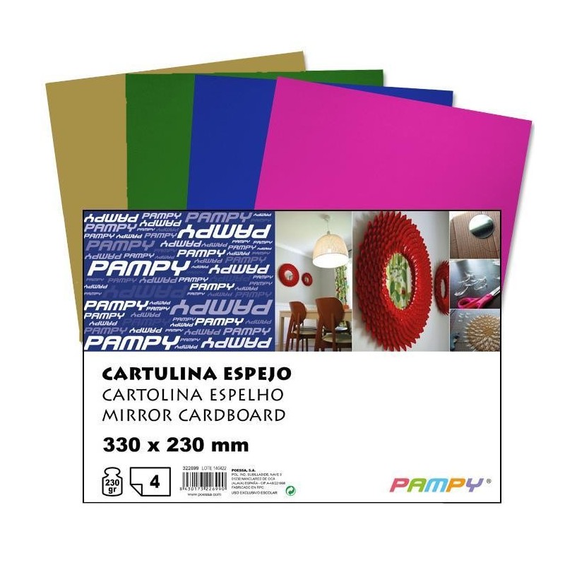 CARTULINA A4 METALIZADA PACK CON 4 COLORES