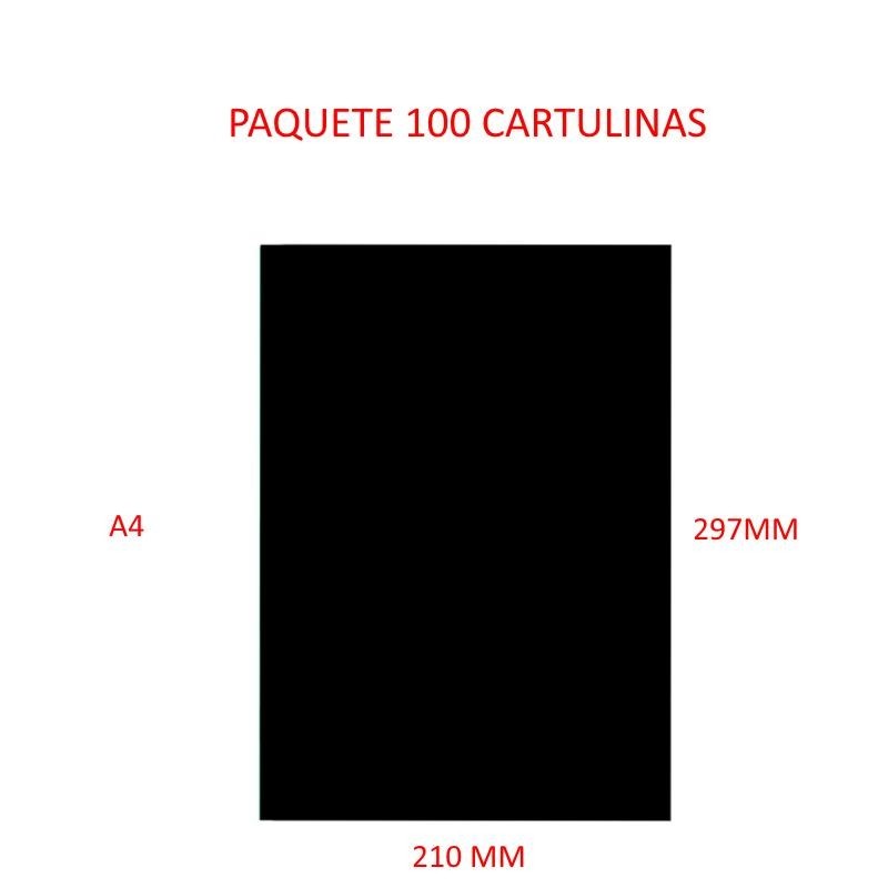 Pack 100 Cartulinas Color Negro Tama/ño A4 180g