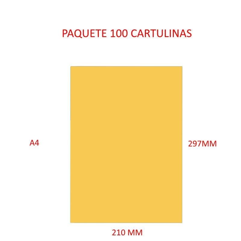 CARTULINA A4 COLOR AMARILLO ORO PAQUETE 100