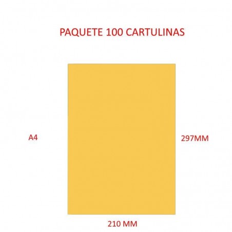 CARTULINA A4 COLOR AMARILLO ORO PAQUETE 100