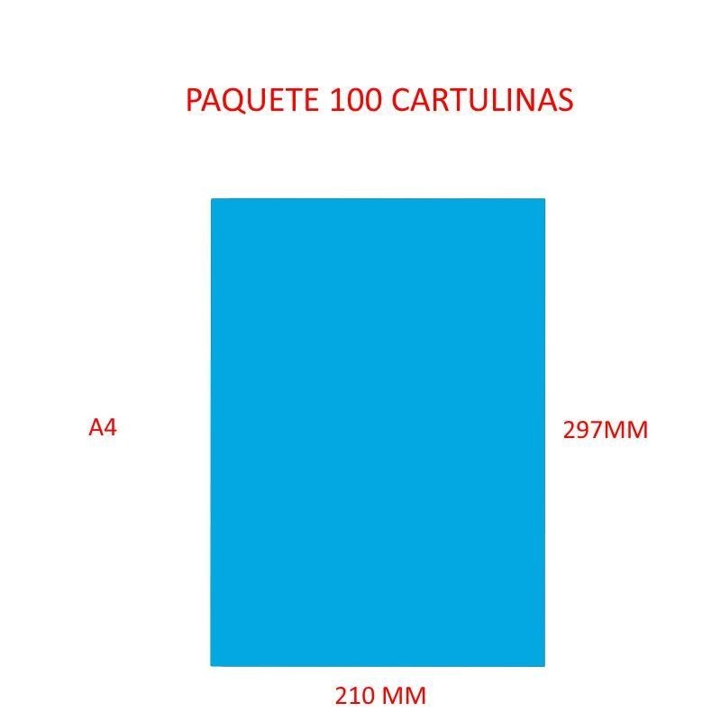 CARTULINA A4 COLOR AZUL CLARO PAQUETE 100