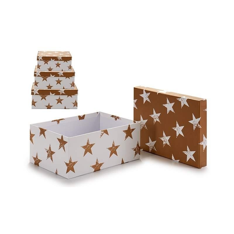 SET 3 CAJAS ESTRELLAS DORADAS