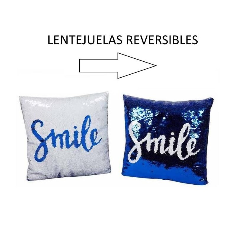 COJIN 38CM LENTEJUELAS SMILE