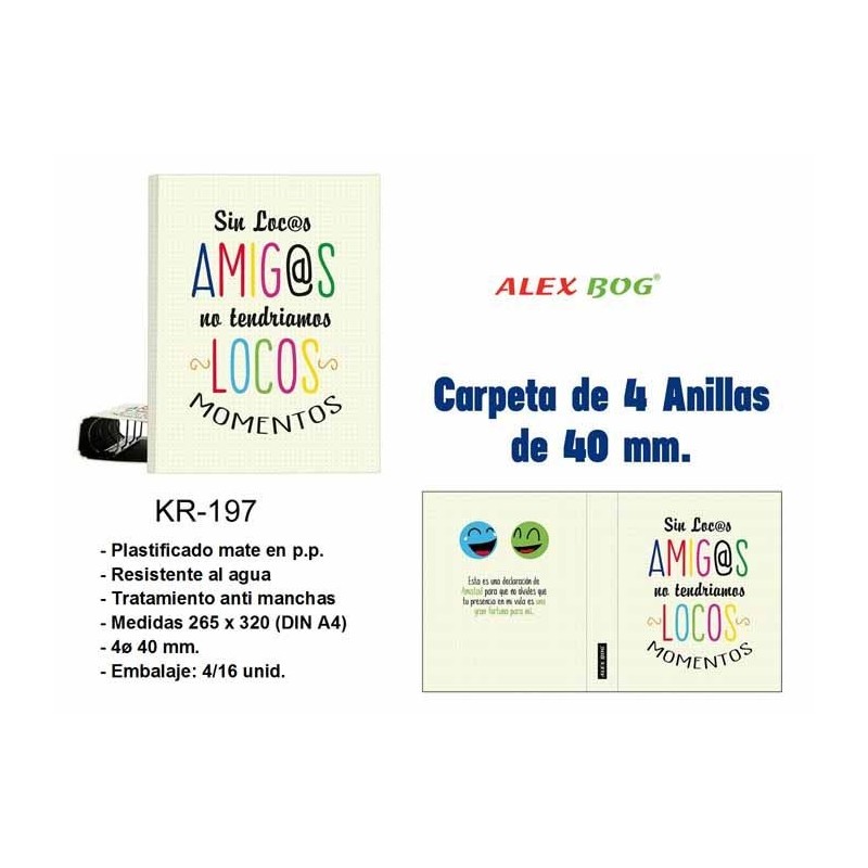 CARPETA A4 4 ANILLAS SIN LOCOS AMIGOS ...