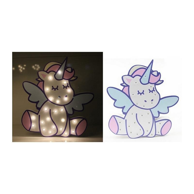 LAMPARA DECORACION MADERA LED UNICORNIO