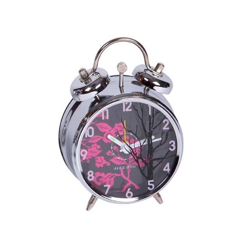 RELOJ MESA AGUJAS DESPERTADOR FLORES ROJAS