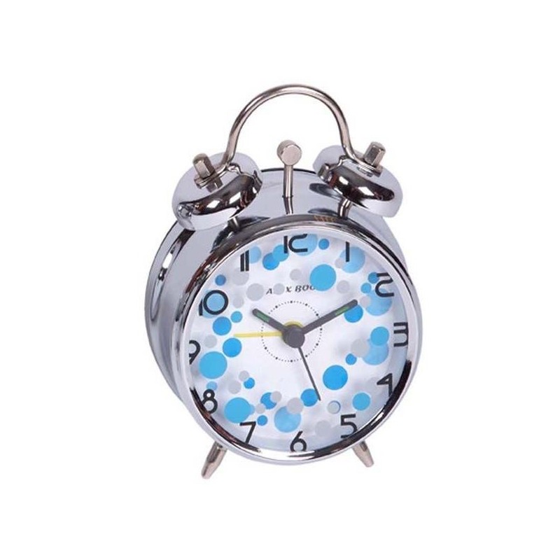 RELOJ MESA AGUJAS DESPERTADOR TOPOS AZULES