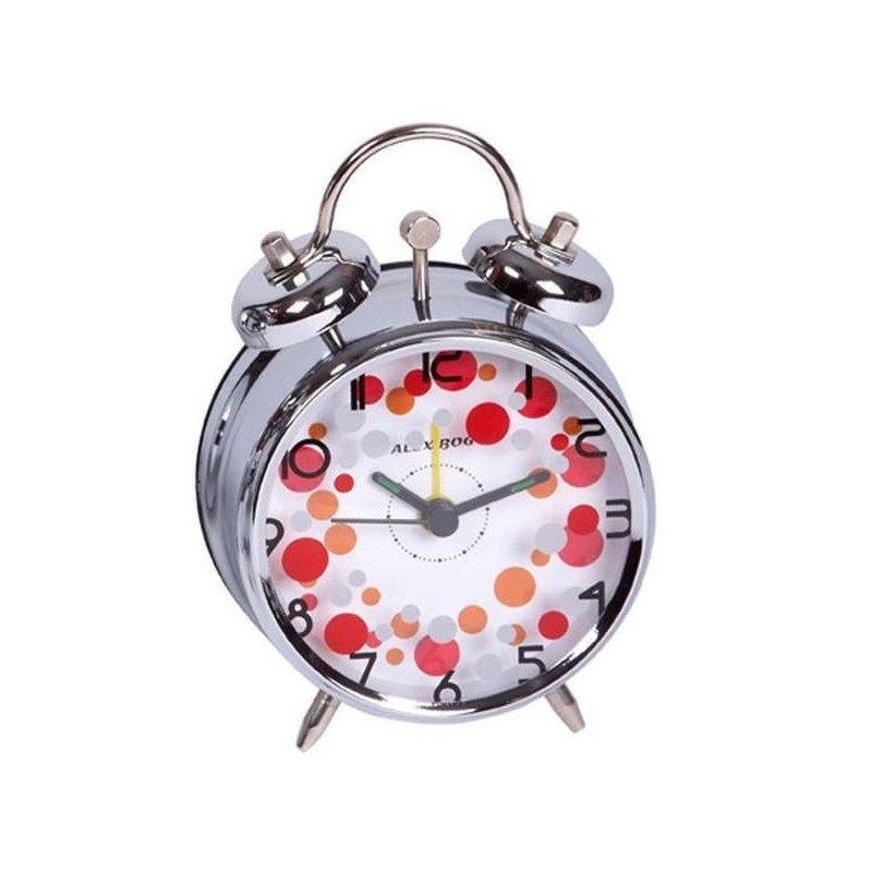 RELOJ MESA AGUJAS DESPERTADOR TOPOS ROJOS