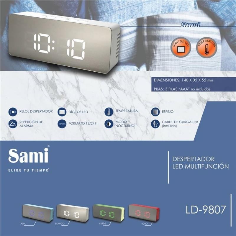 RELOJ MESA DESPERTADOR SAMI LD-9807 SURTIDO