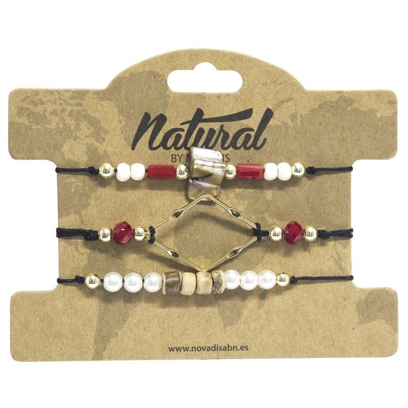 PULSERA NATURAL CUERDA PACK-3 SURTIDO REF-018904