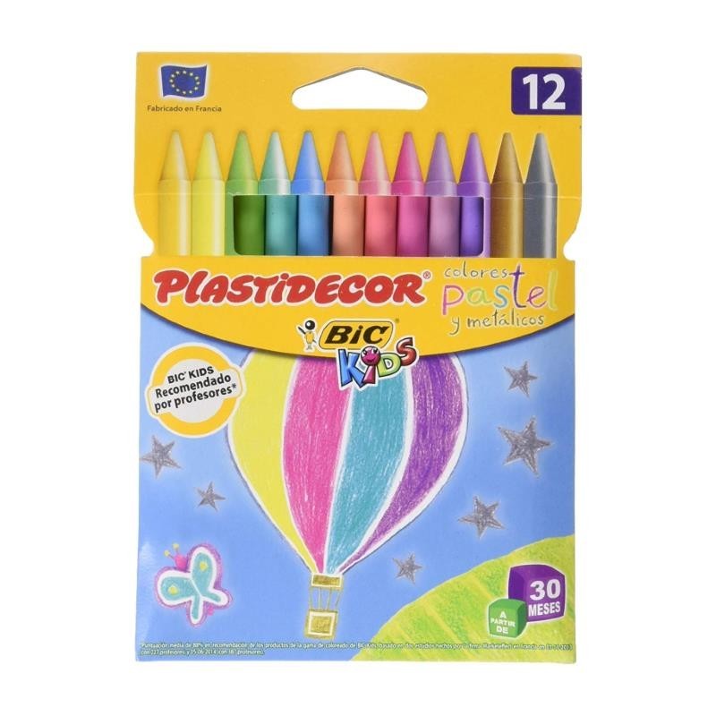 CERAS PLASTIDECOR 12 COLORES PASTELES