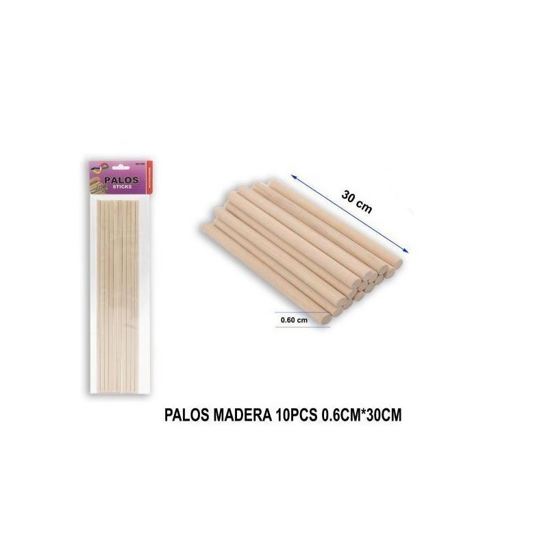 PALOS MADERA Ø 0.6 X 30CM PACK-10