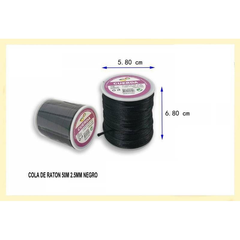 CUERDA COLA RATON 50M 2,5MM NEGRO