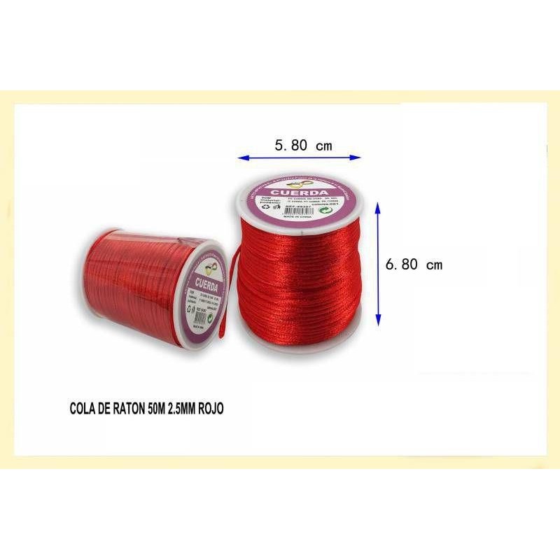 CUERDA COLA RATON 50M 2,5MM ROJO