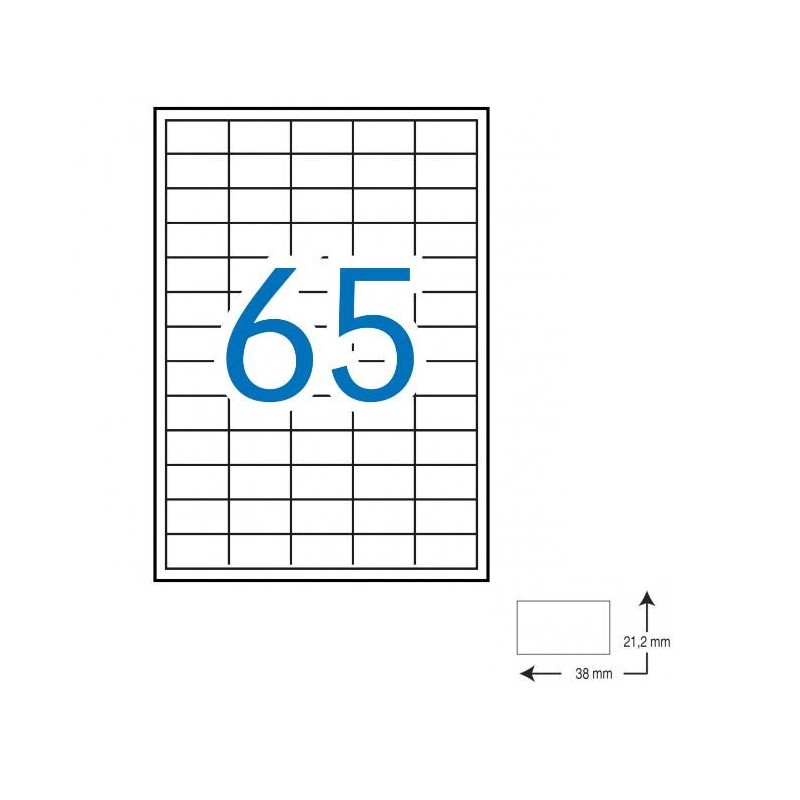 ETIQUETA A4  38*21.2 CAJA 100 HOJAS