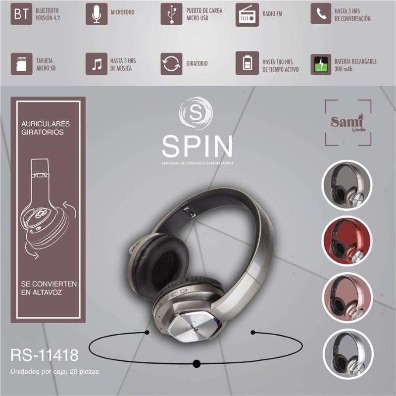 AURICULARES BLUETOOTH SAMI SPIN RS-11418 SURTIDO