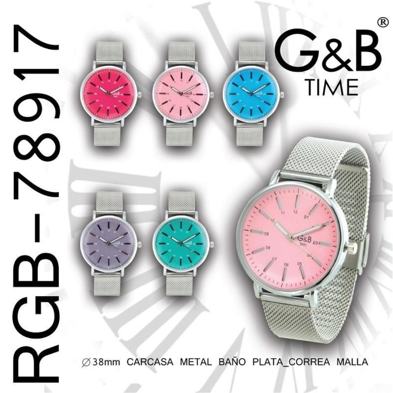 RELOJ PULSERA RGB-78917 G&B MALLA ESFERA COLOR