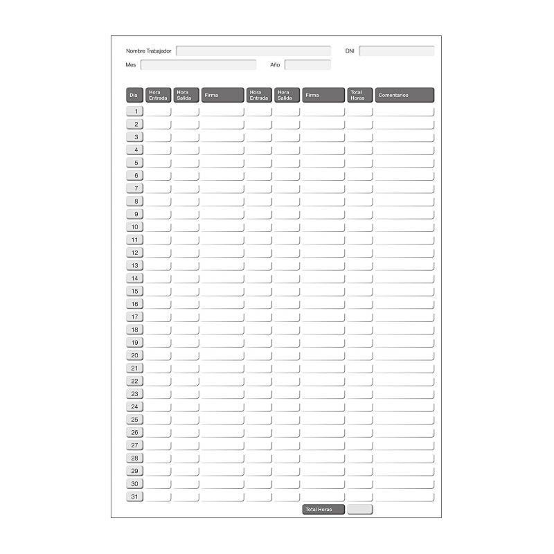 Libro registro de jornada laboral: Mensual para recoger horarios y firmas  de empleados | Horario de trabajadores | A4. (Spanish Edition)