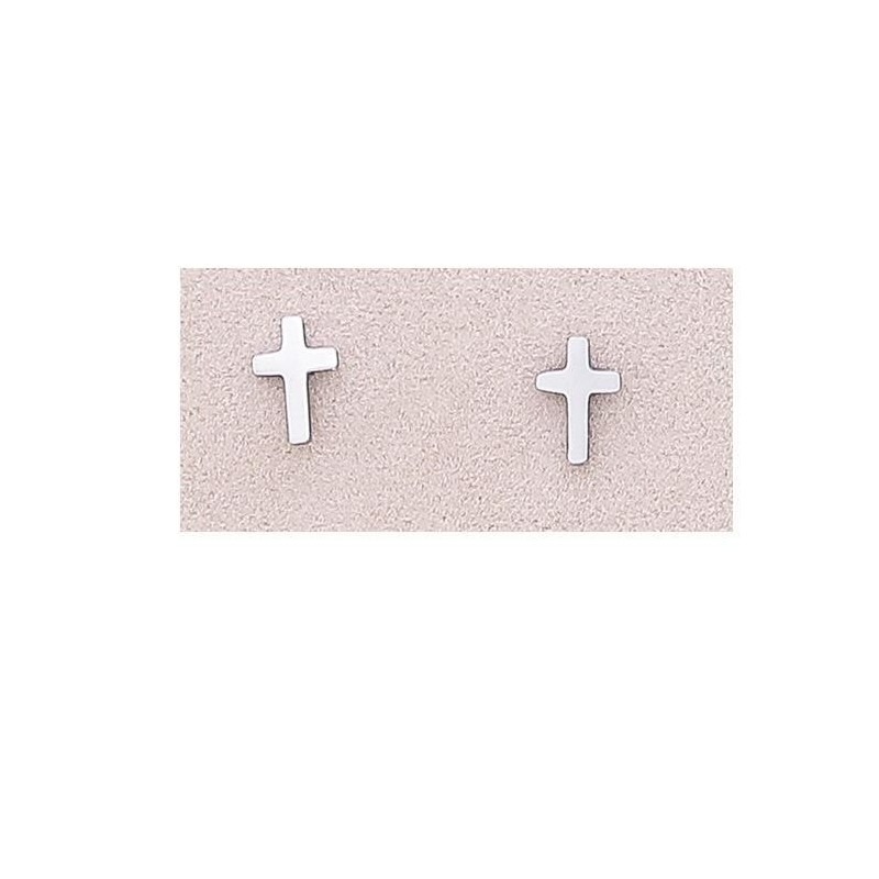 PENDIENTES ACERO CRUZ PLATEADO