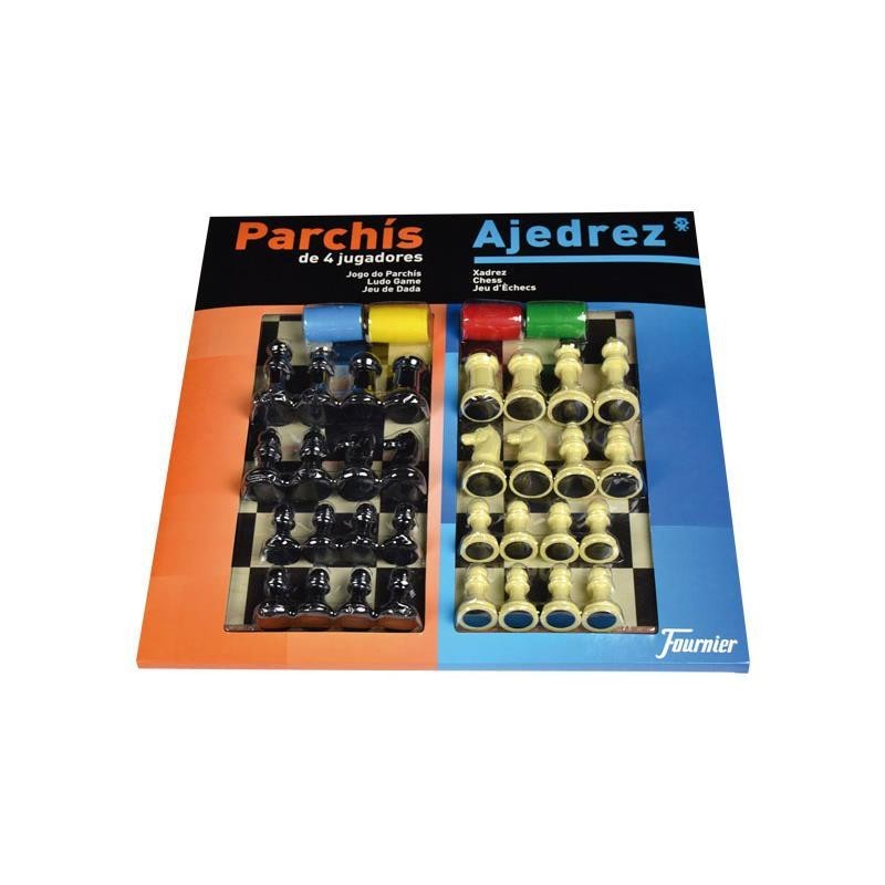 JUEGO TABLERO PARCHIS AJEDREZ 40X40 CON ACCESORIOS