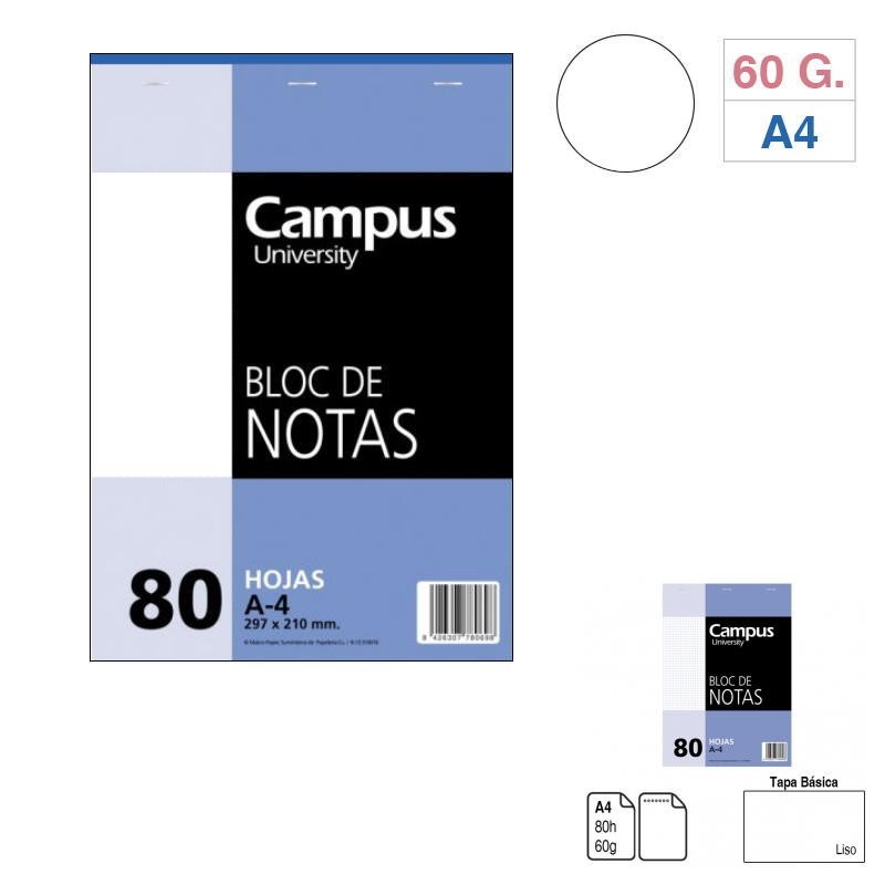 BLOC NOTAS ENCOLADO A4 LISO MICROFERFORADO