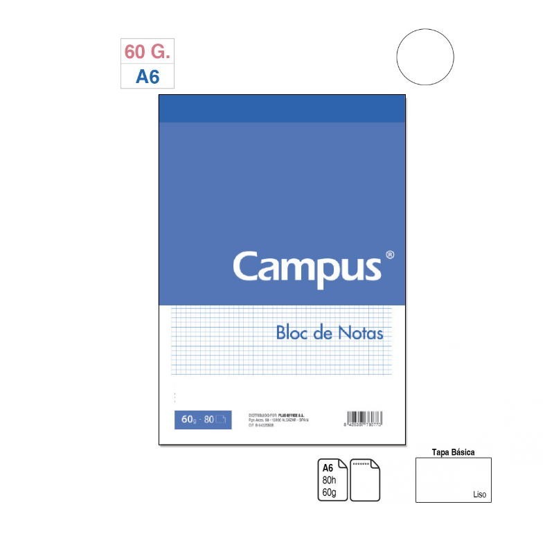 BLOC NOTAS ENCOLADO A6 LISO MICROFERFORADO