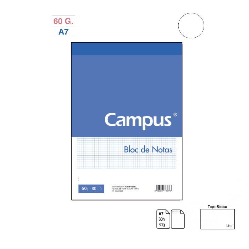 BLOC NOTAS ENCOLADO A7 LISO MICROPERFORADO