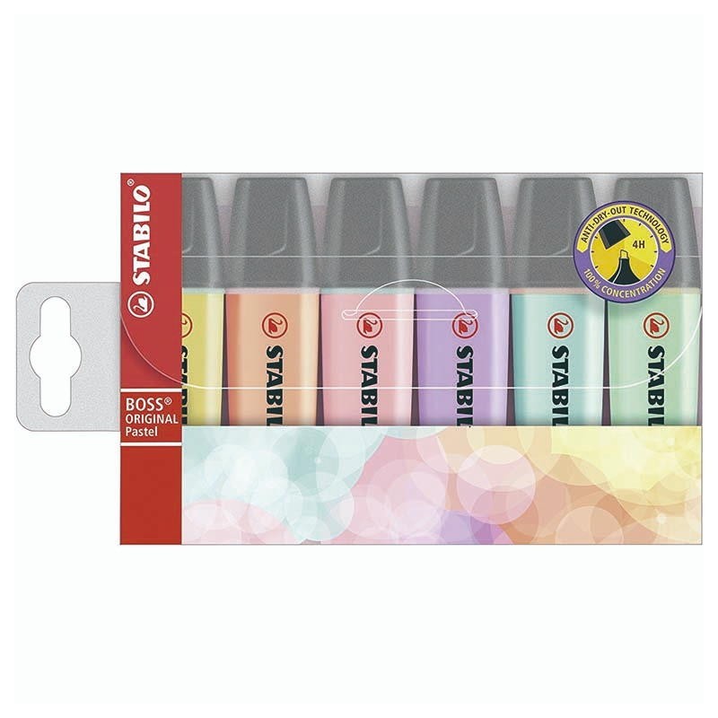 STABILO PACK 6 COLORES PASTELES MARCADORES FLUORESCENTES SUBRAYADORES PASTEL