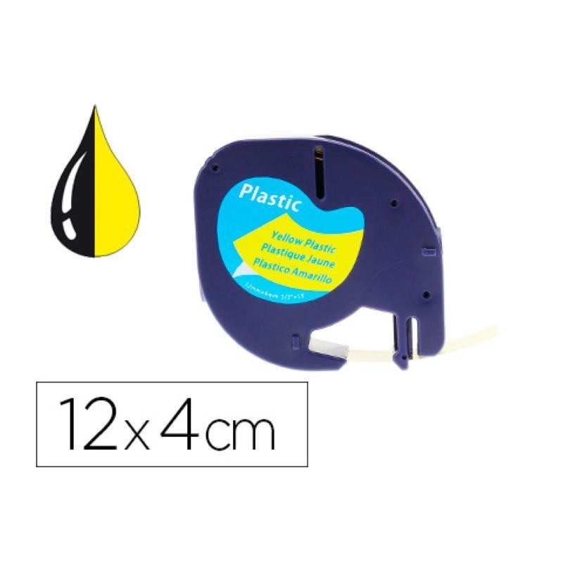 CINTA TIPO DYMO 12MM PLASTICO AMARILLO