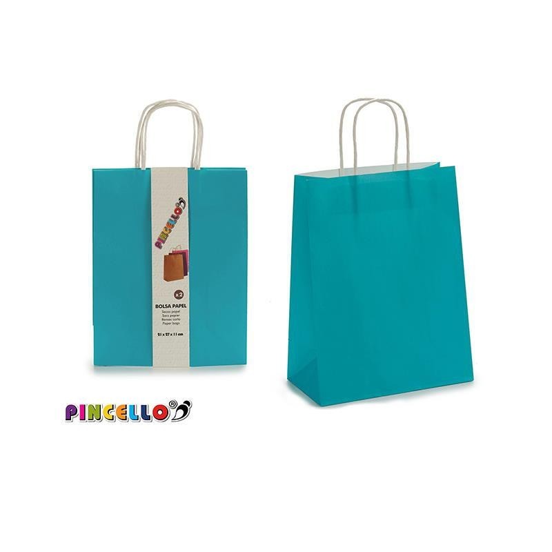 BOLSA PAPEL 21X27X11CM AZUL PACK 2 UNIDADES