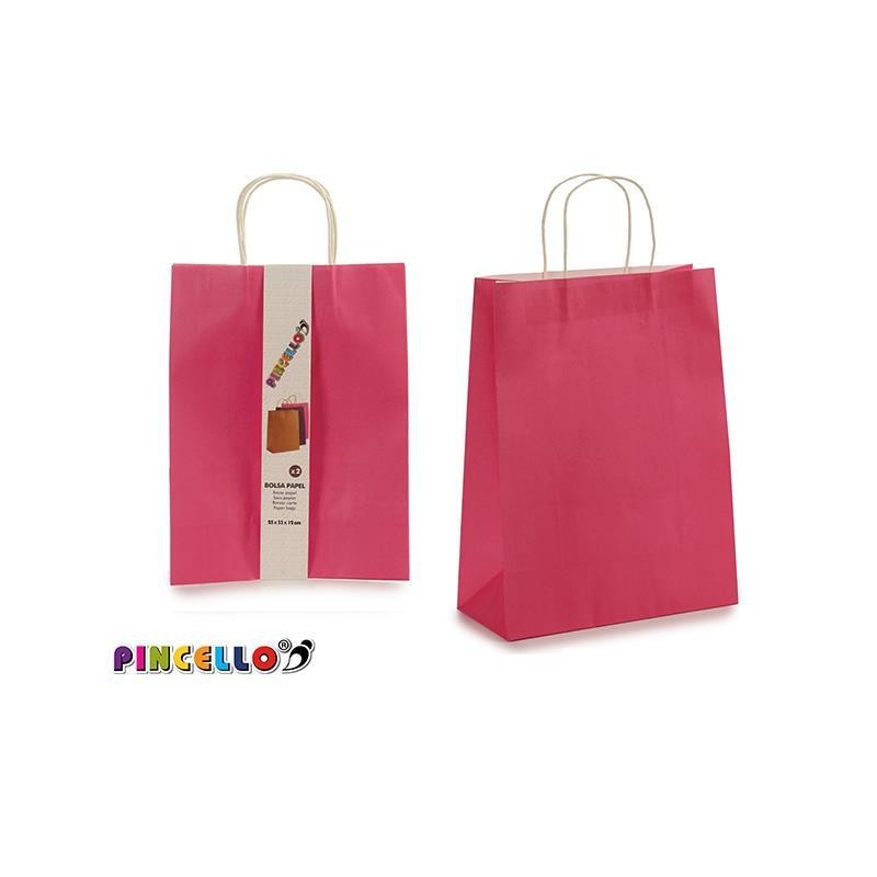 BOLSA PAPEL 25X33X12CM ROSA PACK 2 UNIDADES