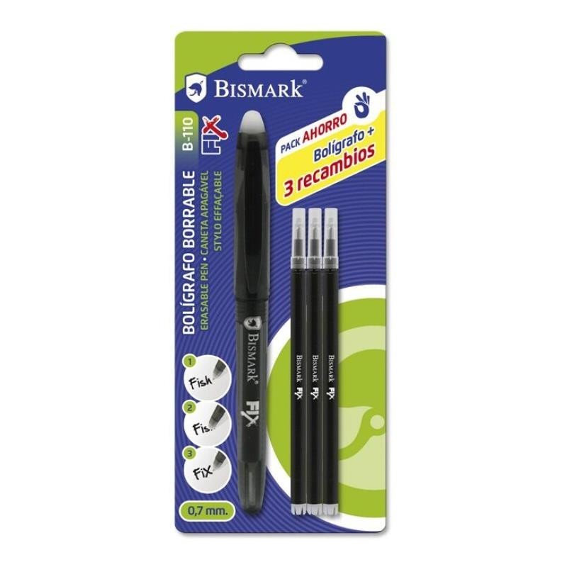 BOLIGRAFO BISMARK BORRABLE NEGRO PACK