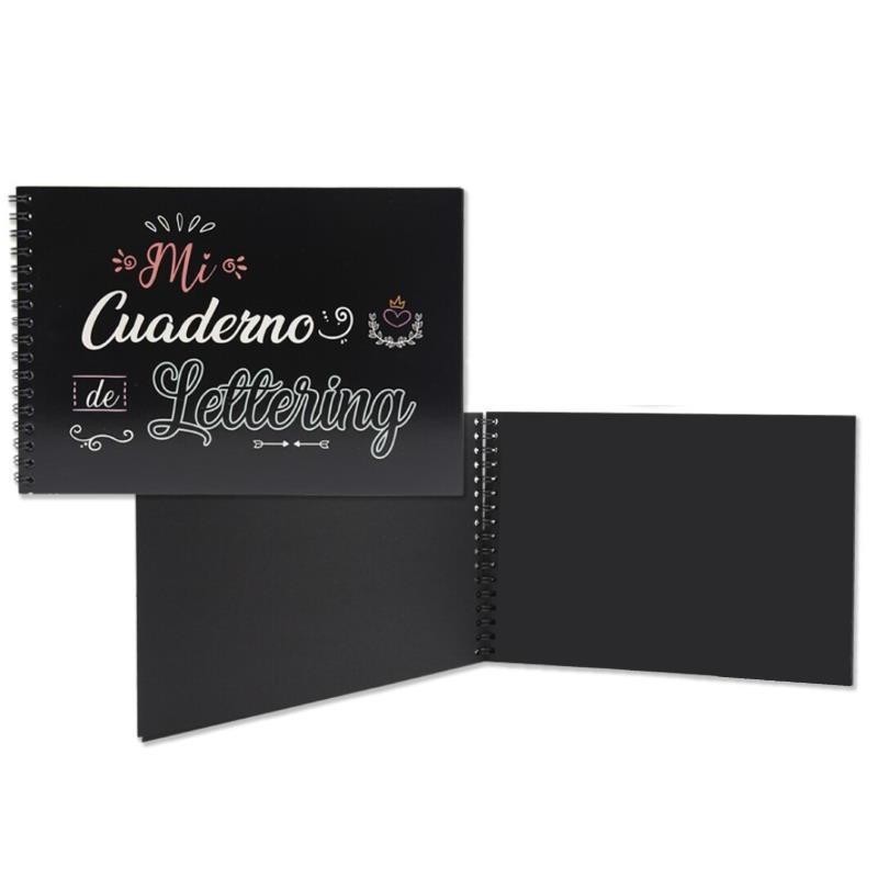 CUADERNO LETTERING A5 32 HOJAS NEGRAS 180 GRAMOS