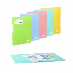 CARPETA GOMAS PLASTICO A4 FOLIO COLORES PASTELES