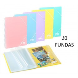 DOSIER FUNDAS ESPIRAL+GOMA 20FUNDAS SOFT PASTELES