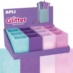 CUBILETE LAPICERO SILICONA PASTEL GLITTER SURTIDO