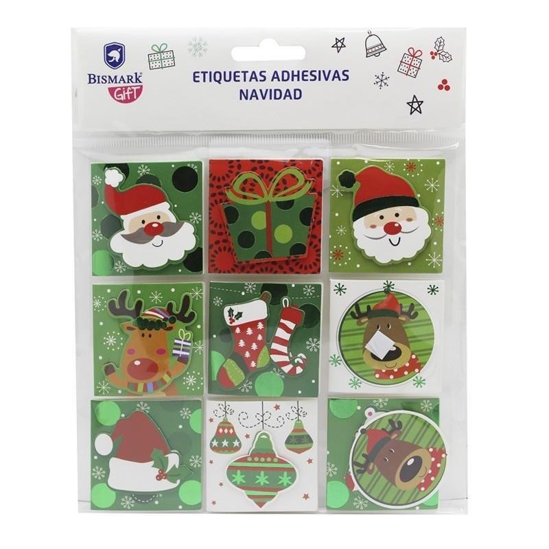 ETIQUETAS ADHESIVAS REGALOS NAVIDAD PACK-9 