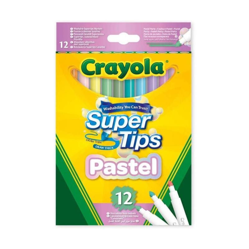 ROTULADOR CRAYOLA SUPER TIPS PASTEL CAJA 12