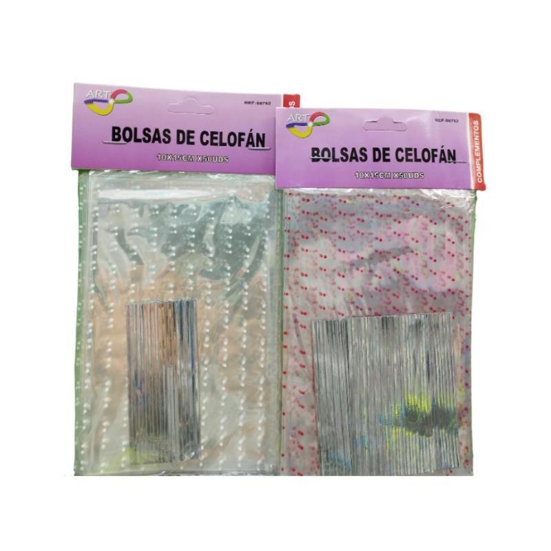 BOLSA CELOFAN PUNTOS 10*15 PACK-50 SURTIDO