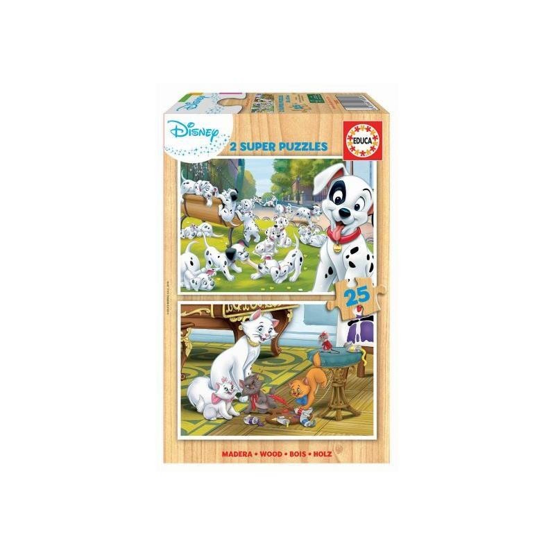 PUZZLE EDUCA MADERA 2X25 PZAS DALMATAS + ARISTOGAT