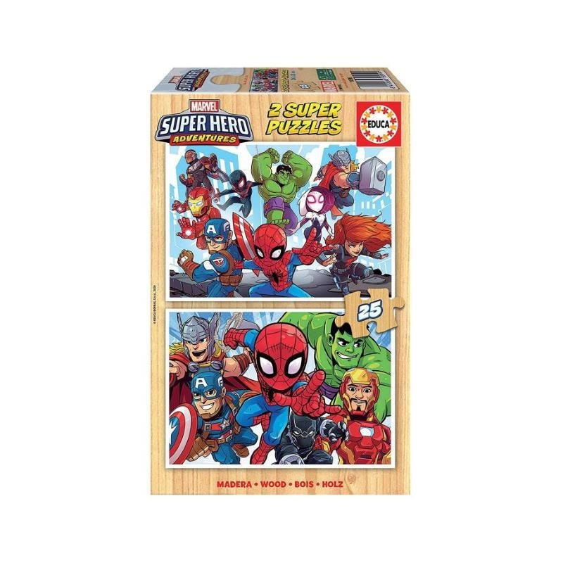 PUZZLE EDUCA MADERA 2X25 PZAS SUPER HERO ADVENTURE