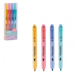 FLUORESCENTE APLI RETRACTIL PACK-4 COLORES PASTEL