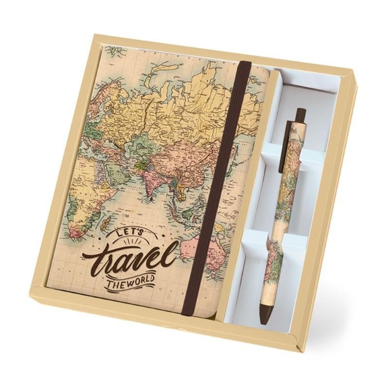 SET PAPELERIA MAPAS CUADERNO Y BOLIGRAFO